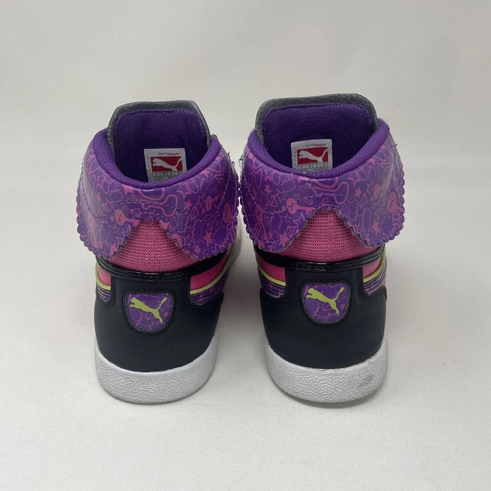 PUMA Girl's First Round Secret Poke Black Mag Purple Streetwear Sneakers Size 5